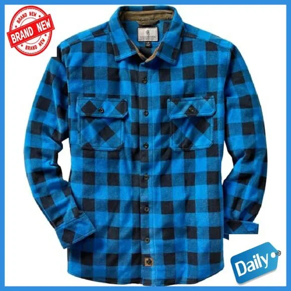Men's Heavyweight Fleece Button-Up Shirt with Chest Pocket